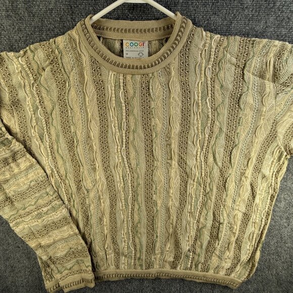 COOGI Australia Lightweight Beige OVERSIZED Sweater Knit Abstract Medium Women - Picture 1 of 16